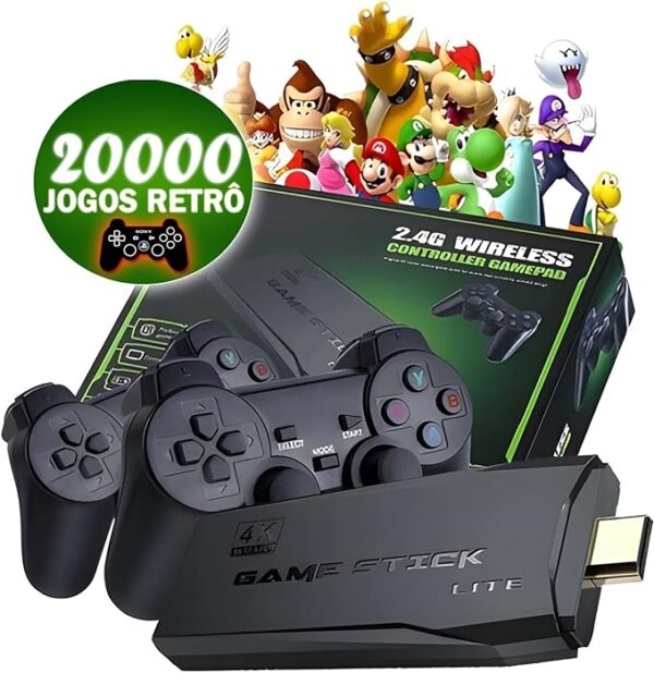 GAME STICK 4K ORIGINAL VERSÃO ATUALIZADA 11 MIL JOGOS com 2 controles sem fio - Image 6